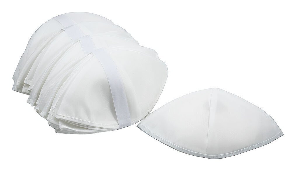 9735 Zion Judaica 144 Bulk Yom Kippur White Kippahs - 9" Unlined Rayon